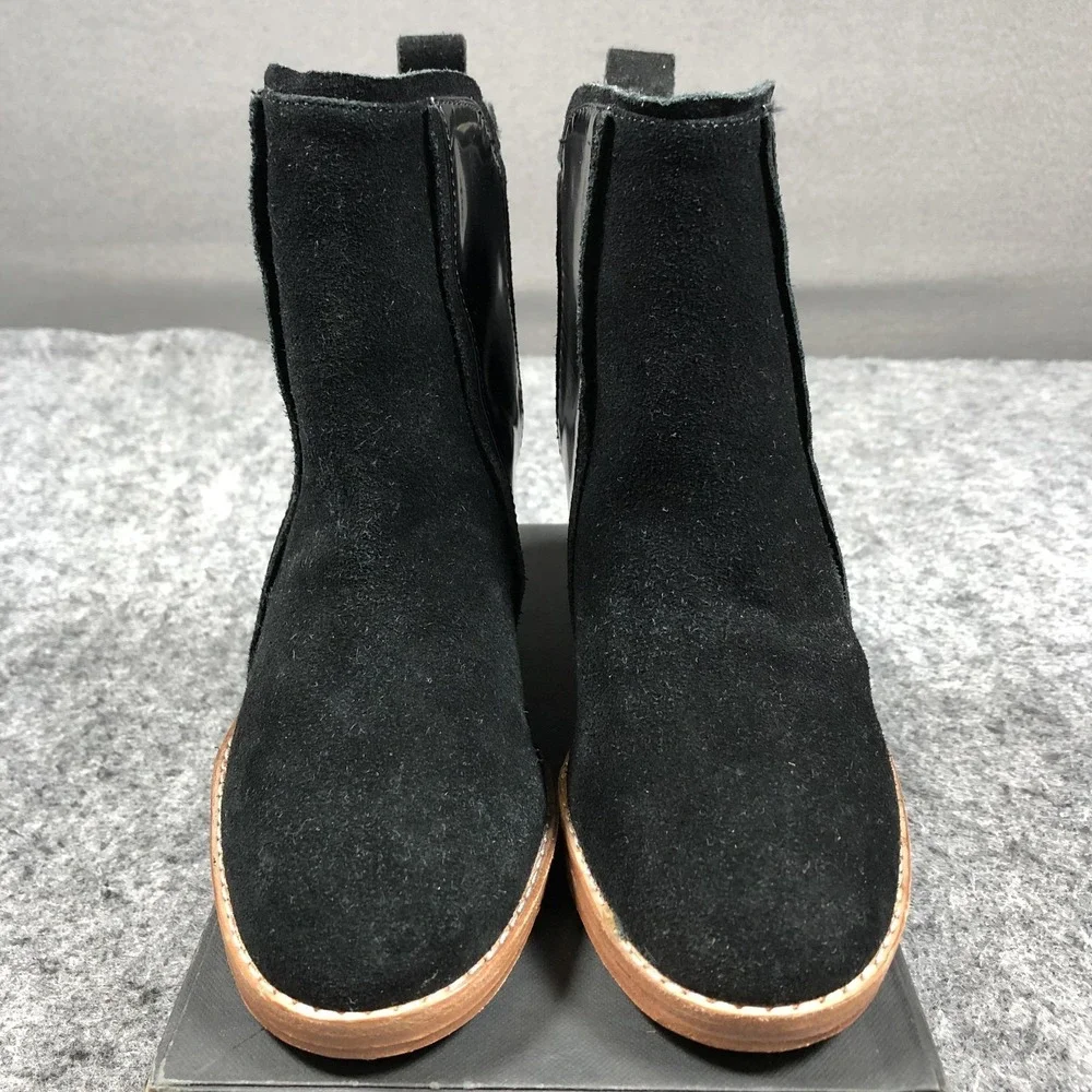 Matt Bernson Holt Booties Womens 7.5 Black Suede Leather Zip Block Heel